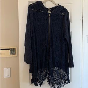 XCVI navy lace tunic hoodie 3xl